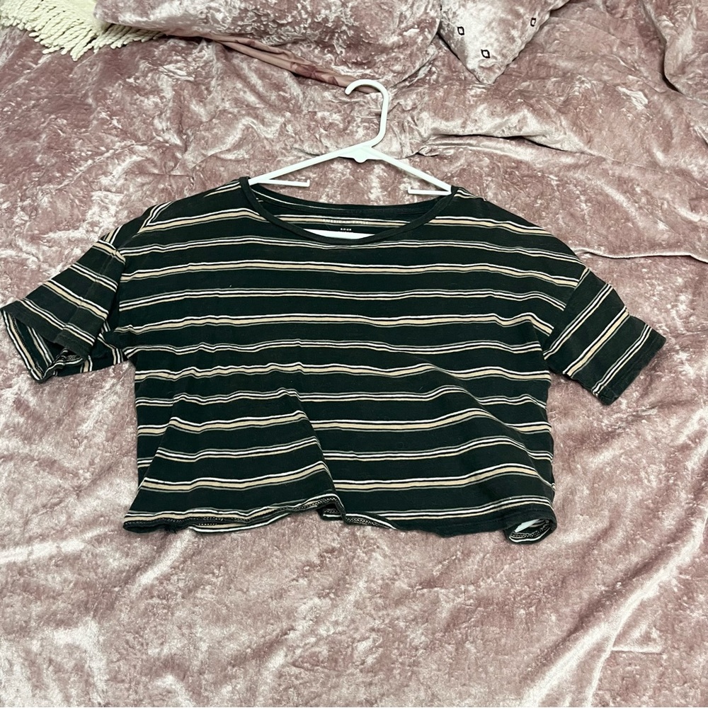 American Eagle striped cropped tee
